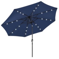 Solar LED Lighted Patio Umbrella w/ Tilt Adjustment, UV-Resistance - 10ft, Navy Blue