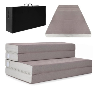 Folding Portable Mattress Topper w/ Plush Foam - 4in