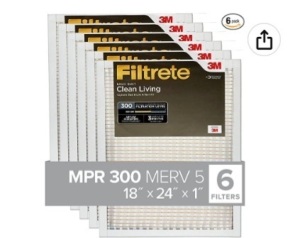 3M, Filtrete Basic Dust Air Filters, 18"x24"x1", MPR300, ^ Pack, New, Retail - $36.99