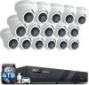 ONWOTE 16 Channel 4K PoE Security Camera System 4TB, AI Human Vehicle Detection, (16) 4K 8MP Outdoor Wide Angle PoE IP Cameras Audio PKA801616DS-4TB