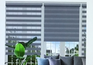 Changshade and Blinds, Cordless Zebra Roller Blind, Dual FabricLayers, Gray, Like New, Retail - $43.99