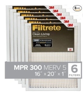 3M, Filtrete, MPR 300 MERV 5, 16x20x1, 6 Pack, Like New, Retail - $44.18