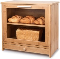 G.a HOMEFAVOR Transparent Window Design Bamboo Bread Box - Appears New&nbsp;&nbsp;