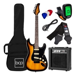 Beginner Electric Guitar Kit w/ Case, 10W Amp, Tremolo Bar - 39in