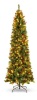 Pre-Lit Spruce Pencil Christmas Tree w/ Berries, Pine Cones, 12ft