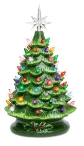 15in Pre-Lit Hand-Painted Ceramic Tabletop Christmas Tree w/ 64 Lights