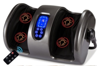 Reflexology Shiatsu Foot Massager w/ High-Intensity Rollers, Remote Control, Gray