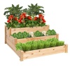 3-Tier Raised Fir Wood Garden Bed Planter