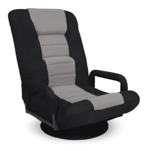 Gaming Floor Chair w/ 360-Degree Swivel, Armrest, Adjustable Backrest, Black/Gray