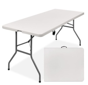 6ft Portable Folding Plastic Dining Table w/ Handle, Lock