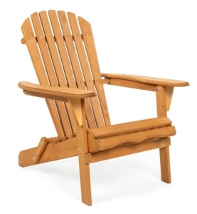 Folding Wooden Adirondack Chair Accent Furniture w/ Natural Finish - Brown