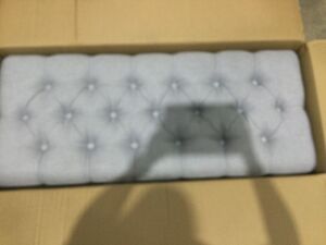 Grey Upholstered Bench - Incomplete Hardware 