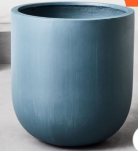 West Elm, Radius Ficstone, Indoor/Outdoor Planter, Large 21.7"Dx22.4"H, Petrol Blue, Like New, Retail - $279