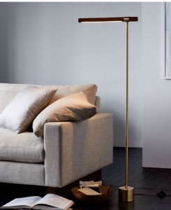 West Elm, Linear Wood, LED Floor Lamp, Antique Bronze Walnut, 46", Like New, Retail - $299