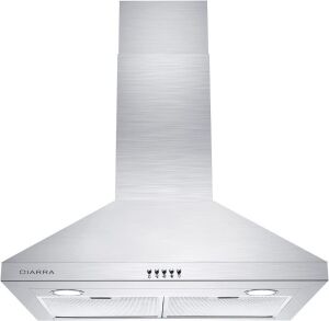 Wall Mount Range Hood 30 inch with 450 CFM Stainless Steel Stove Vent Hood for Kitchen with 3 Speed Exhaust Fan Ducted and Ductless Convertible CAS75206P 