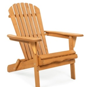 Folding Wooden Adirondack Chair Accent Furniture w/ Natural Finish - Brown, Appears New