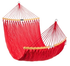 2-Person Woven Polyester Hammock w/ Curved Bamboo Spreader Bar, Carry Bag, Appears New