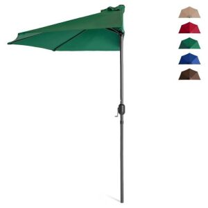 Half Patio Umbrella w/ 5 Ribs, Crank - 9ft