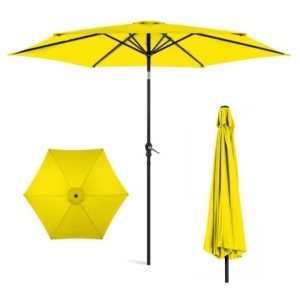 Outdoor Steel Market Patio Umbrella Decoration w/ Tilt, Crank Lift - 10ft, Yellow