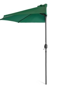 Half Patio Umbrella w/ 5 Ribs, Crank - 9ft, Green