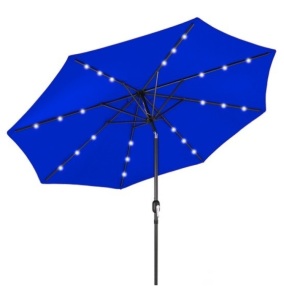 Solar LED Lighted Patio Umbrella w/ Tilt Adjustment, UV-Resistance - 10ft, Resort Blue