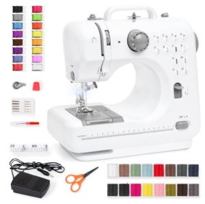 6V Portable Foot Pedal Sewing Machine w/ 12 Stitch Patterns, Gray