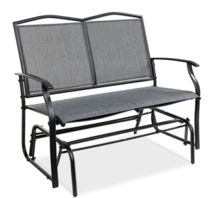 2-Person Patio Loveseat Swing Glider, Bench Rocker w/ Armrests, Gray