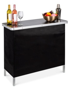 Portable Pop-Up Bar Table w/ Carrying Case, Removable Skirt