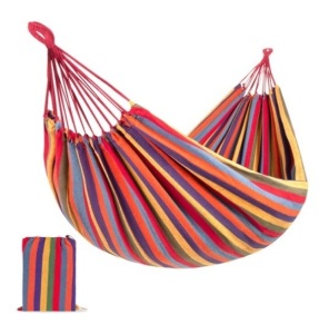 2-Person Brazilian-Style Double Hammock w/ Portable Carrying Bag, Rainbow