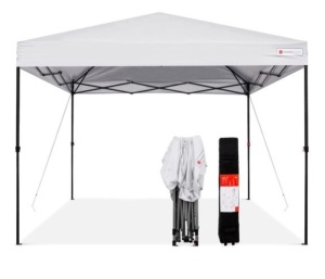 One-Person Setup Instant Pop Up Canopy w/ Wheeled Bag - 10x10ft, White