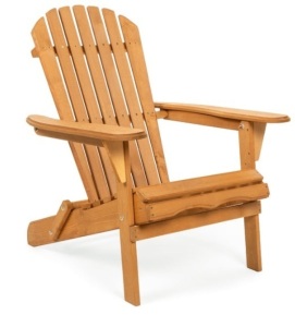 Folding Wooden Adirondack Chair Accent Furniture w/ Natural Finish - Brown