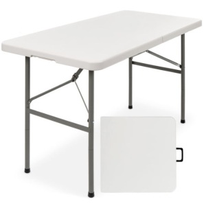 4ft Portable Folding Plastic Dining Table w/ Handle, Lock