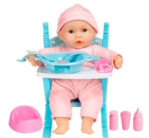 Realistic Baby Doll with Soft Body, Highchair, Potty, Accessories - 12.5in