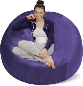 Sofa Sack Plush Ultra Soft Memory Foam Beanless Bag Chair with Microsuede Cover, Purple 5' 