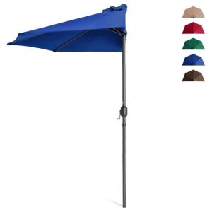 Half Patio Umbrella w/ 5 Ribs, Crank - 9ft