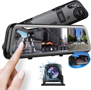 Pruveeo J30 Three and Dual Channel Dash Cam, Front and Rear with Infrared Night Vision, GPS, 11 inch Screen, Parking Monitor Assistance, G-Sensor - New  