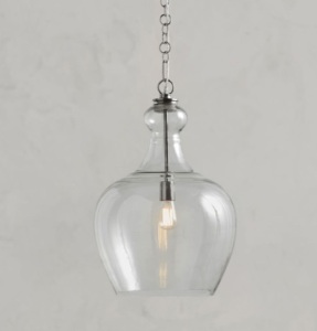 Pottery Barn, Flynn Recycled Glass Pendant, Oversized 12" Diameter, Nickel, Like New, Retail - $499