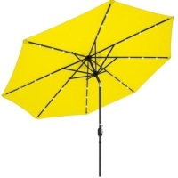 10ft Solar LED Lighted Patio Umbrella w/ Tilt Adjustment, Fade-Resistance. Appears New