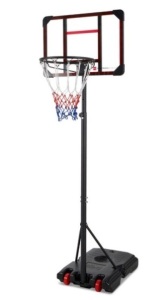 Kids Height-Adjustable Basketball Hoop, Portable Backboard System w/ Wheels, Clear Backboard