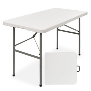 4ft Portable Folding Plastic Dining Table w/ Handle, Lock 