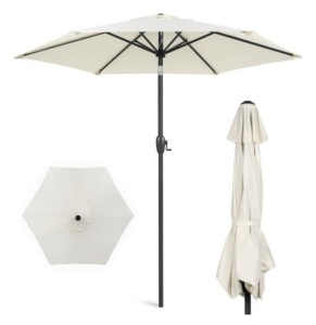 Outdoor Market Patio Umbrella w/ Push Button Tilt, Crank Lift - 7.5ft, Cream