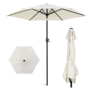 Outdoor Market Patio Umbrella w/ Push Button Tilt, Crank Lift - 7.5ft, Cream