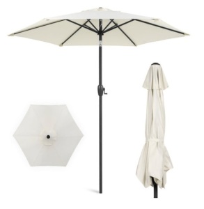 Outdoor Market Patio Umbrella w/ Push Button Tilt, Crank Lift - 7.5ft, Cream