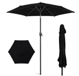 Outdoor Market Patio Umbrella w/ Push Button Tilt, Crank Lift - 7.5ft, Black