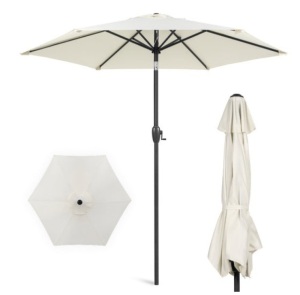 Outdoor Market Patio Umbrella w/ Push Button Tilt, Crank Lift - 7.5ft, Cream