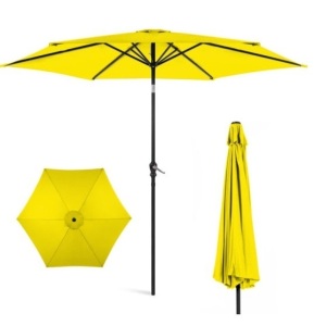 Outdoor Steel Market Patio Umbrella Decoration w/ Tilt, Crank Lift - 10ft., Yellow