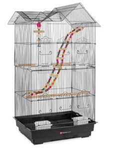 Indoor Outdoor Iron Birdcage w/ Removable Tray, 4 Feeders, 2 Toys - 36in