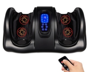 Therapeutic Foot Massager w/ High Intensity Rollers, Remote, 3 Modes, Black