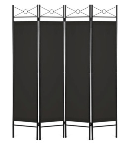 4-Panel Folding Privacy Screen Room Divider Decoration Accent, 6ft, Black