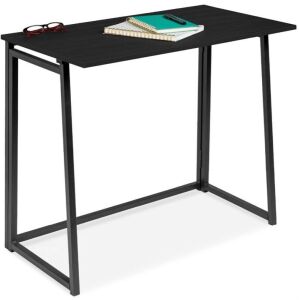 Folding Drop Leaf Office Desk w/ Wood Table Top, Back Shelf - 31.5in